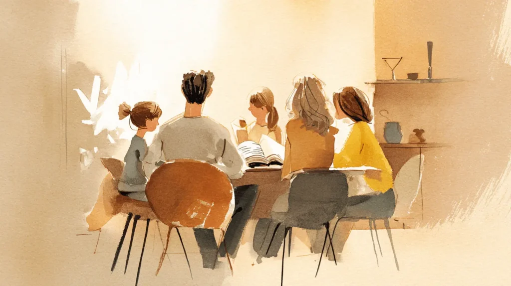 Family writing together for a family story challenge